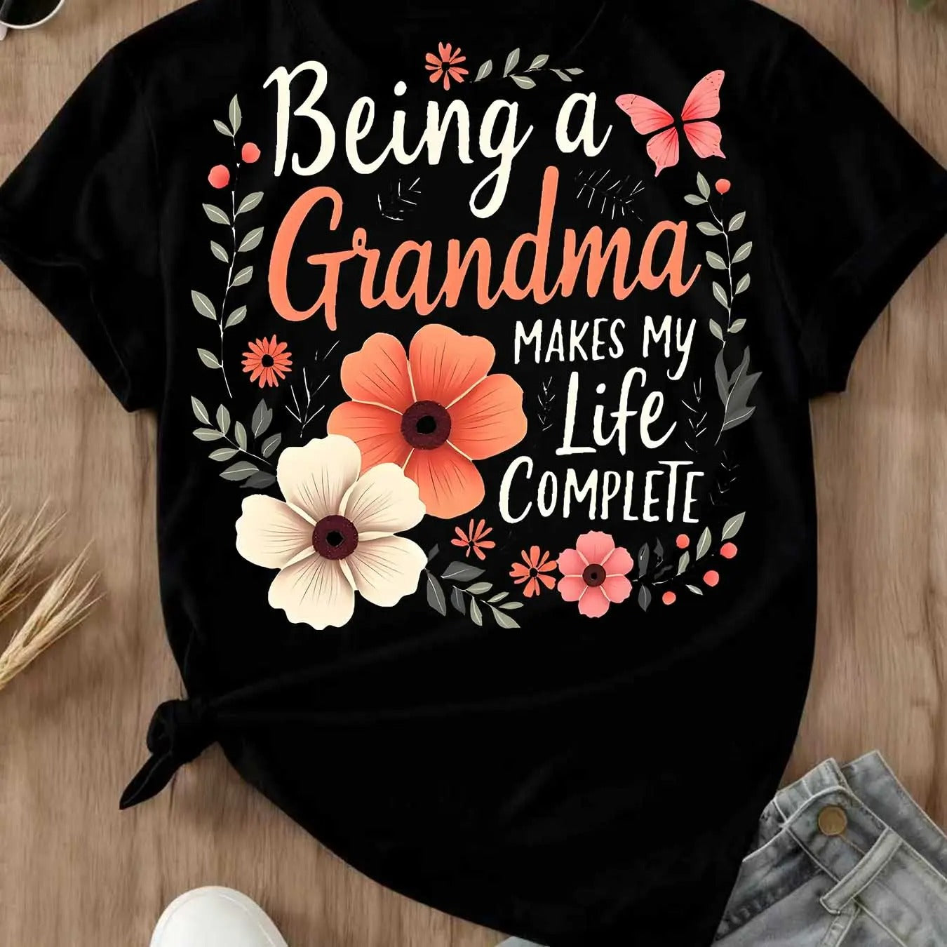 Floral Grandma Quote Design – Tee, Crewneck & Hoodie