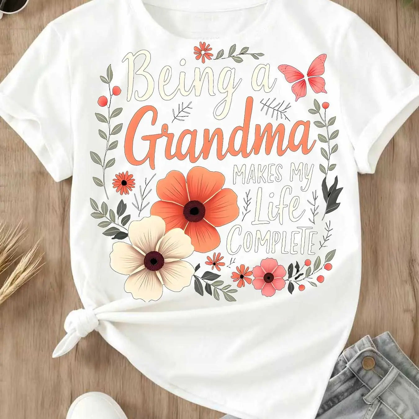 Floral Grandma Quote Design – Tee, Crewneck & Hoodie