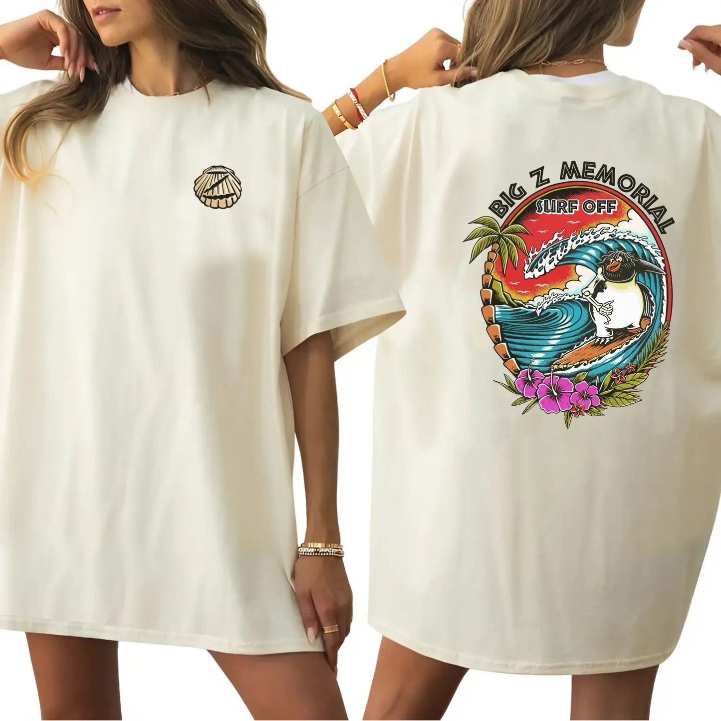 Retro Surfing Penguin – Tee, Crewneck & Hoodie