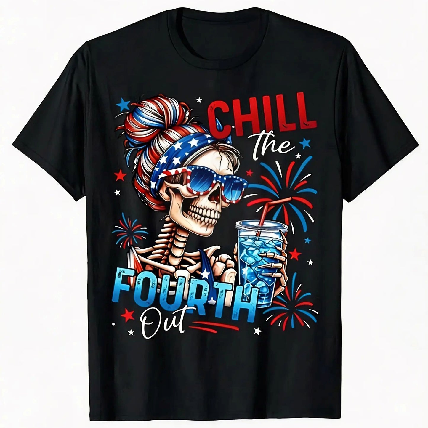 Chill The Fourth Out Skeleton – Tee, Crewneck & Hoodie