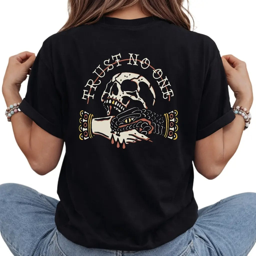 Trust No One Printed Skull – Tee, Crewneck & Hoodie