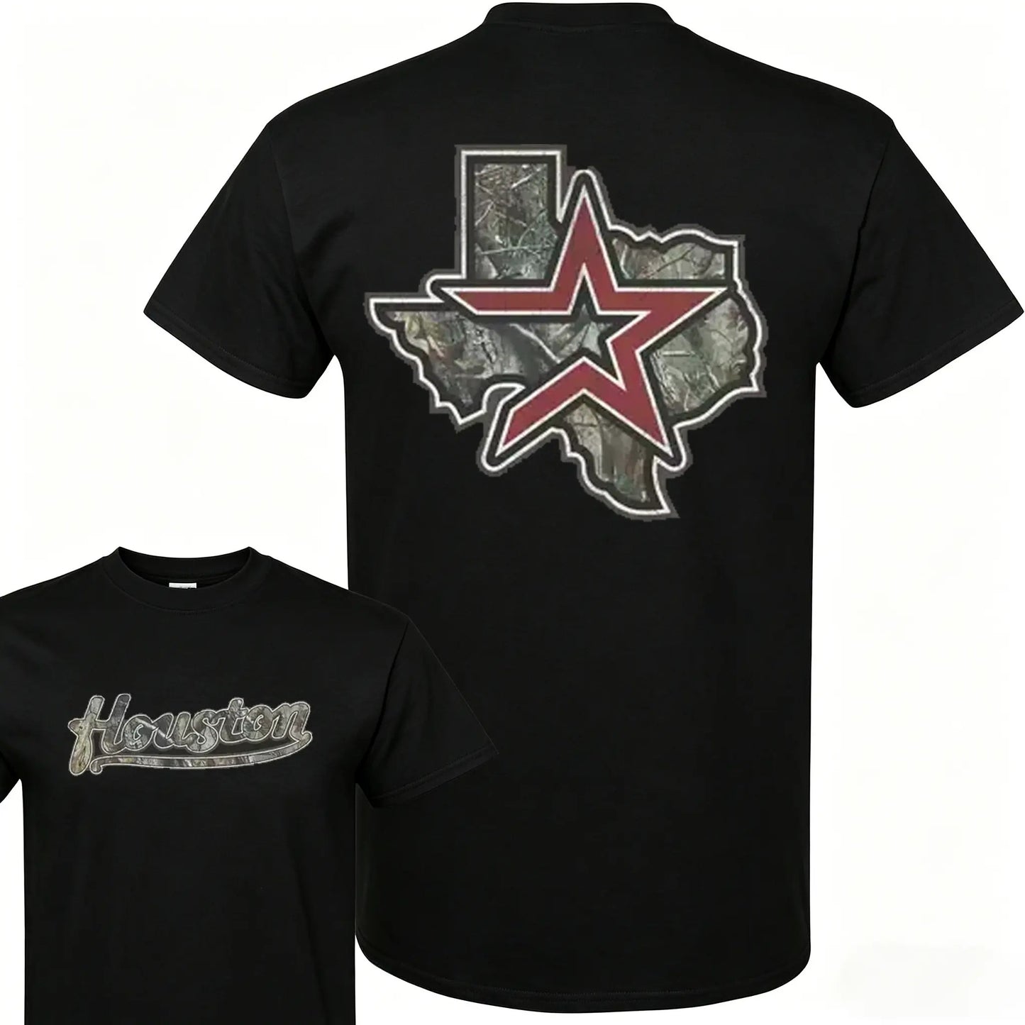 Houston Texas Camo Star Graphic – Tee, Crewneck & Hoodie