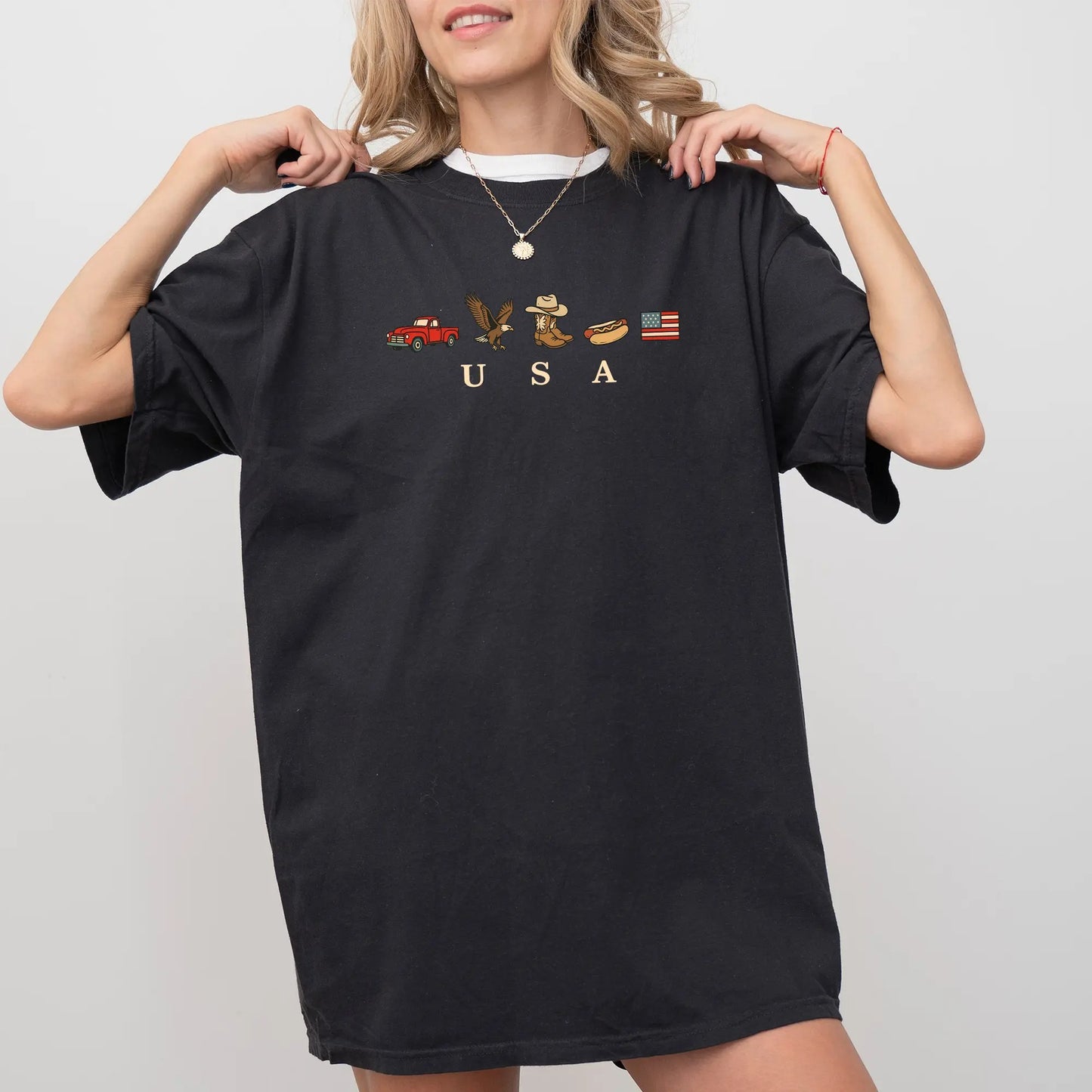 USA Icons American Flag Country Western Graphic – Tee, Crewneck & Hoodie