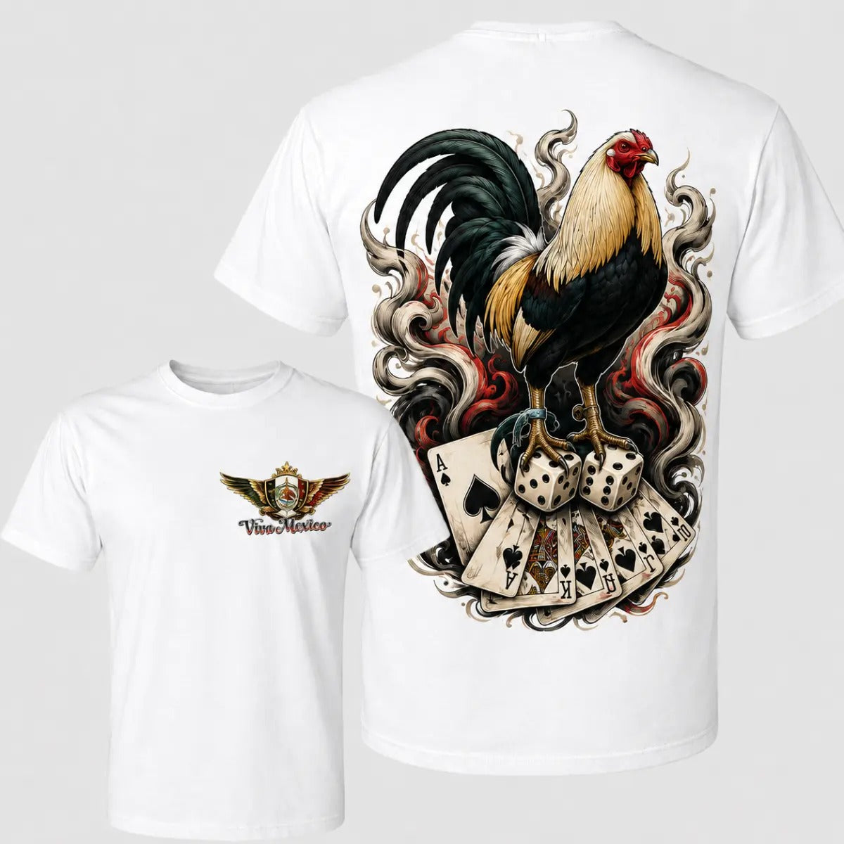 Viva Mexico Rooster Poker Graphic – Tee, Crewneck & Hoodie
