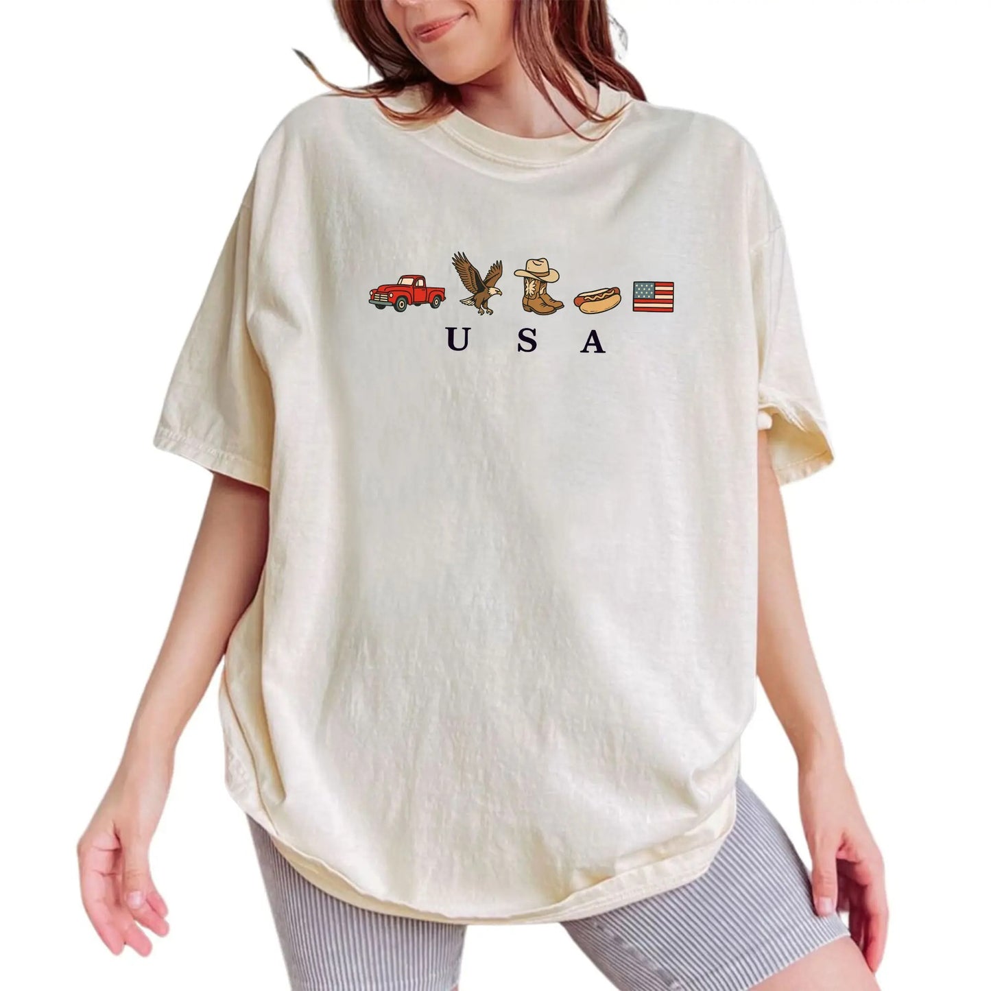 USA Icons American Flag Country Western Graphic – Tee, Crewneck & Hoodie