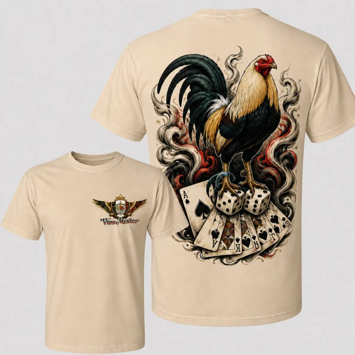 Viva Mexico Rooster Poker Graphic – Tee, Crewneck & Hoodie