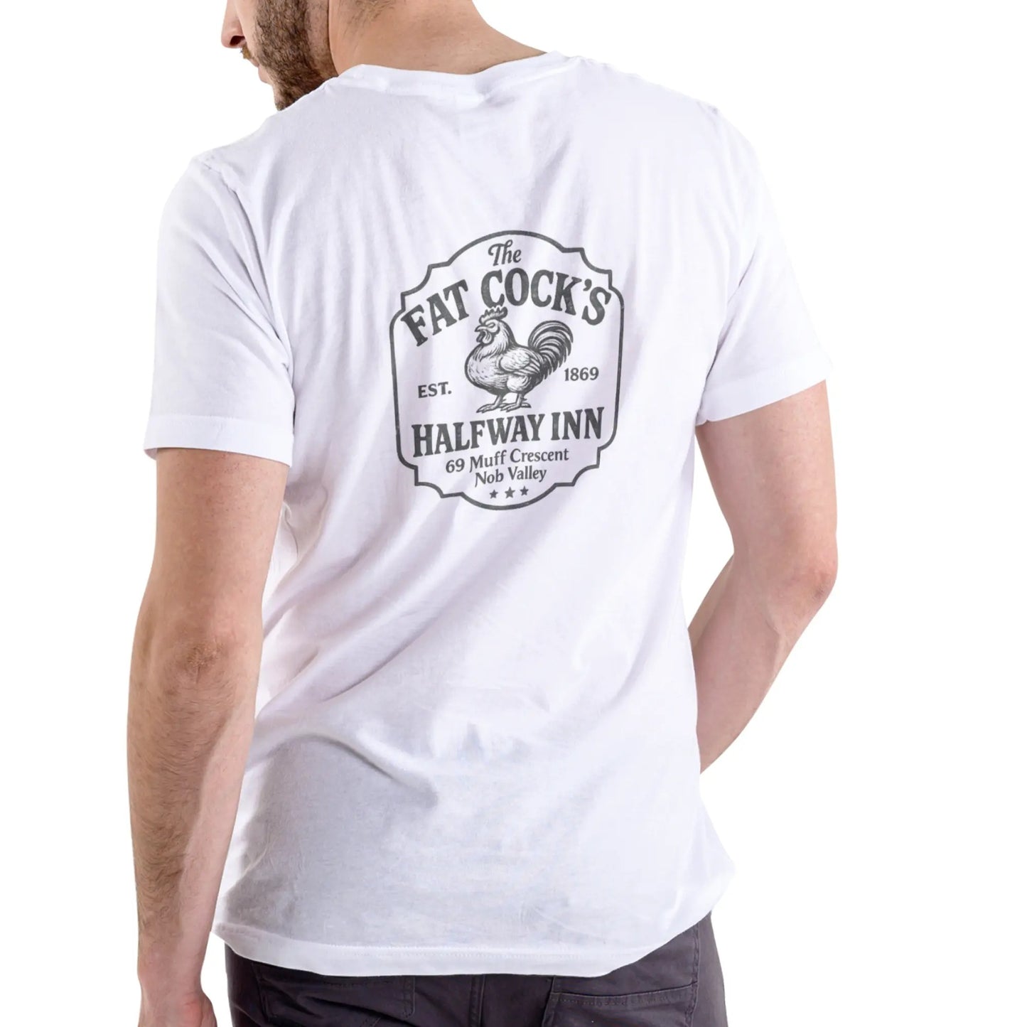 Fat Halfway Inn Funny Graphic – Tee, Crewneck & Hoodie