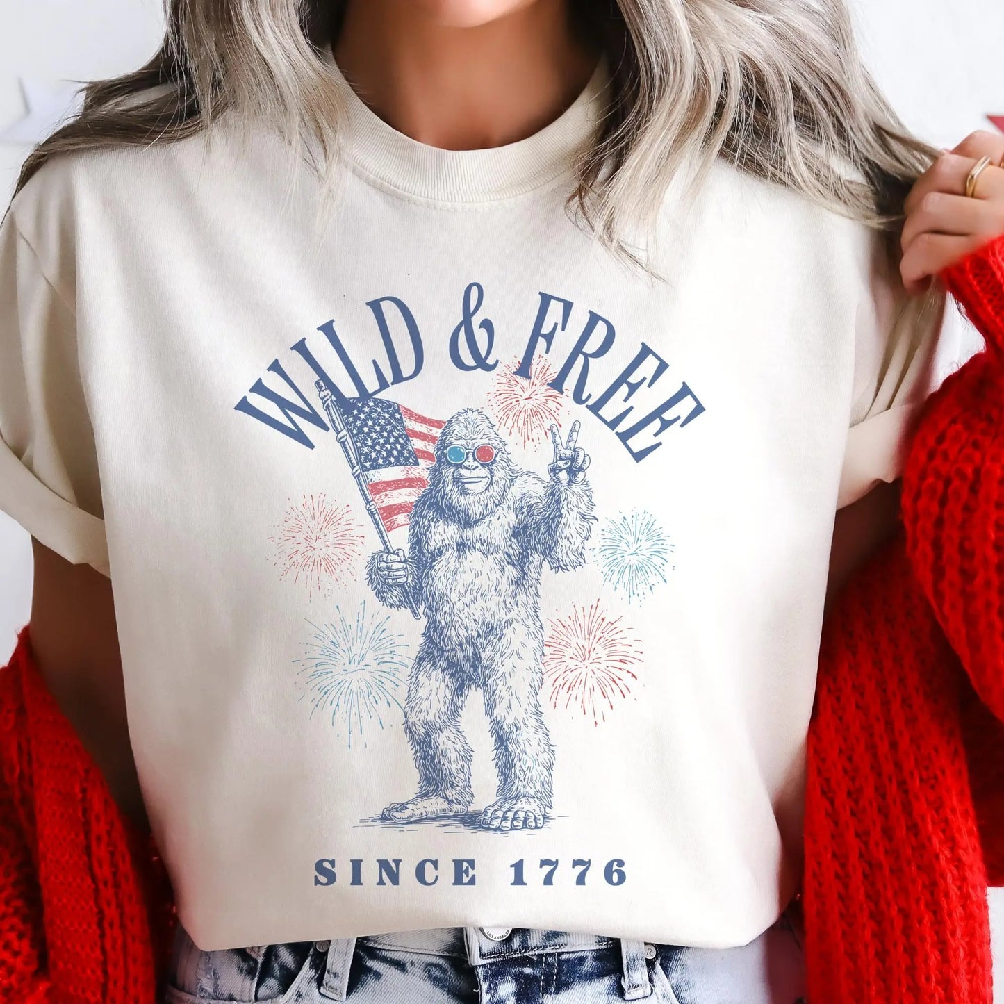Retro Wild and Free Bigfoot – Tee, Crewneck & Hoodie