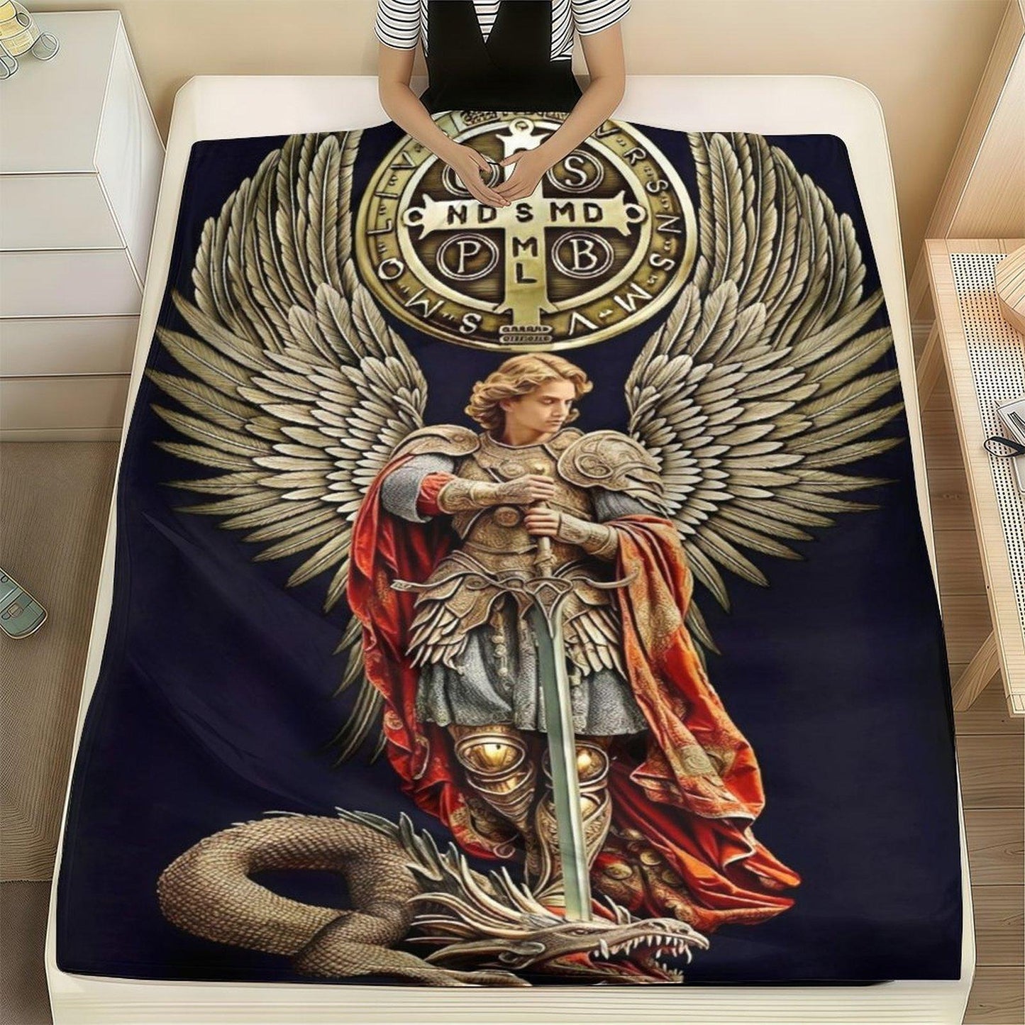 Saint Michael the Archangel Flannel Blanket