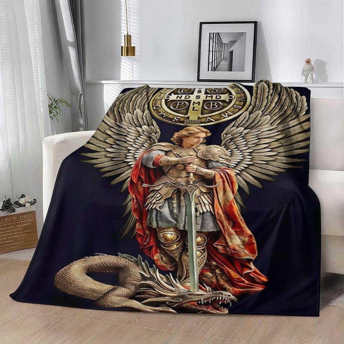 Saint Michael the Archangel Flannel Blanket