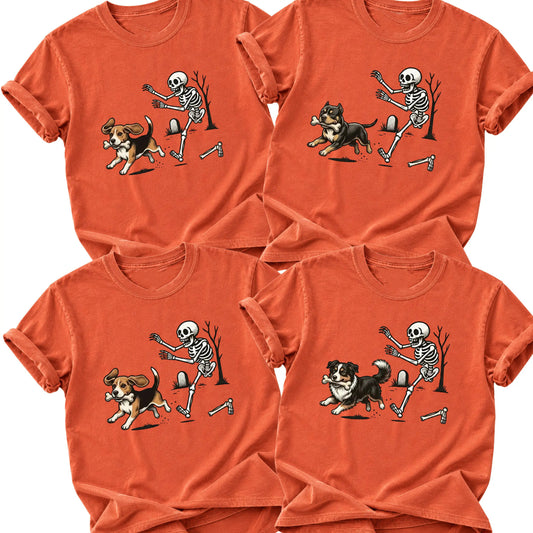 Dog Breeds Skeleton Funny Spooky Season – Tee, Crewneck & Hoodie