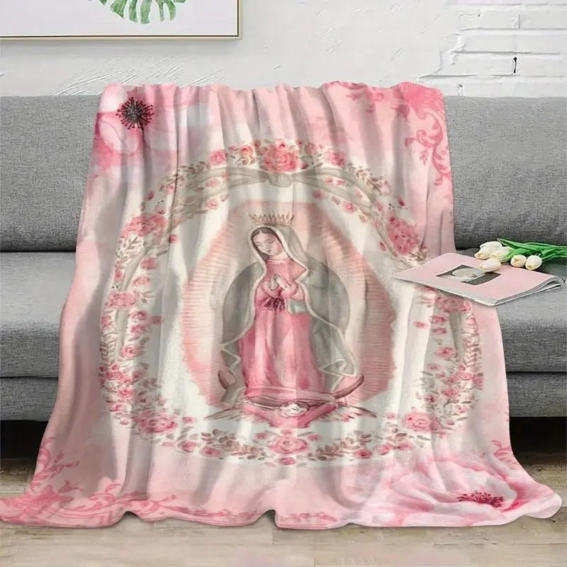 Virgin Mary Printed Flannel Blanket