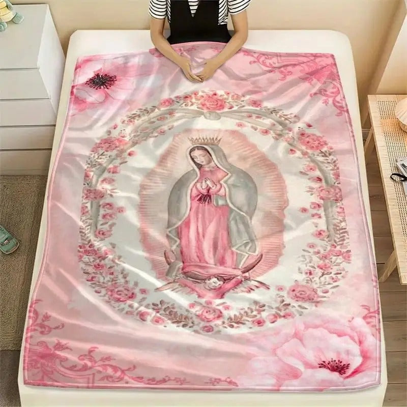 Virgin Mary Printed Flannel Blanket