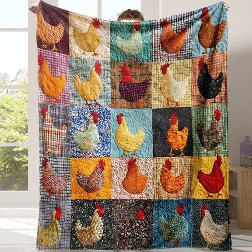 Cute Chicken Pattern Flannel Blanket