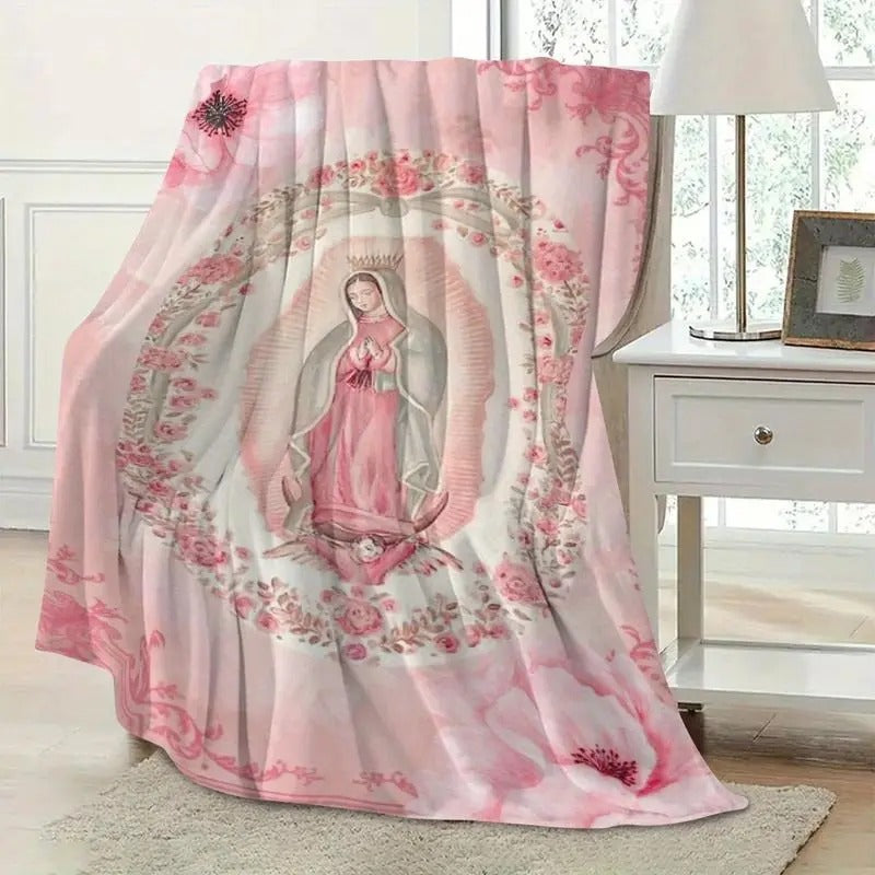 Virgin Mary Printed Flannel Blanket