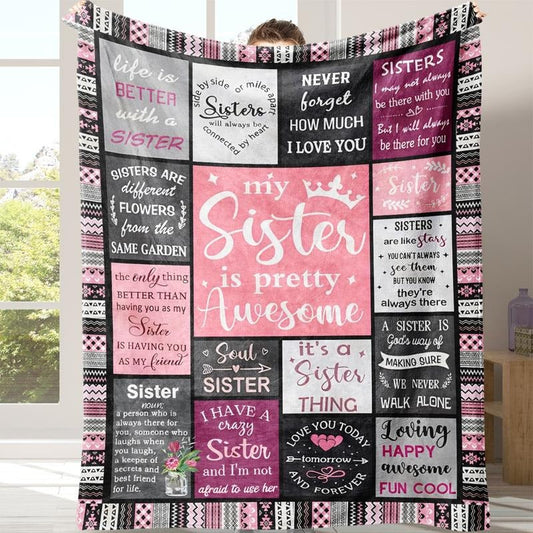My Sister Is Pretty Awesome Letter Pattern Blanket