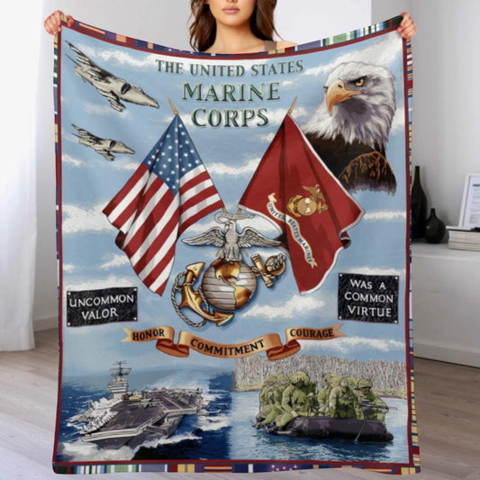 USMC Semper Fidelis Patriotic Flannel Blanket