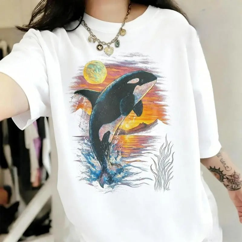 Orca Midnight Vintage Style Graphic – Tee, Crewneck & Hoodie