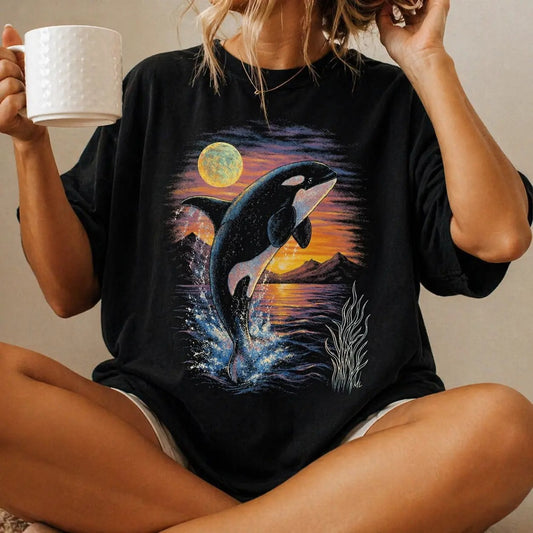 Orca Midnight Vintage Style Graphic – Tee, Crewneck & Hoodie
