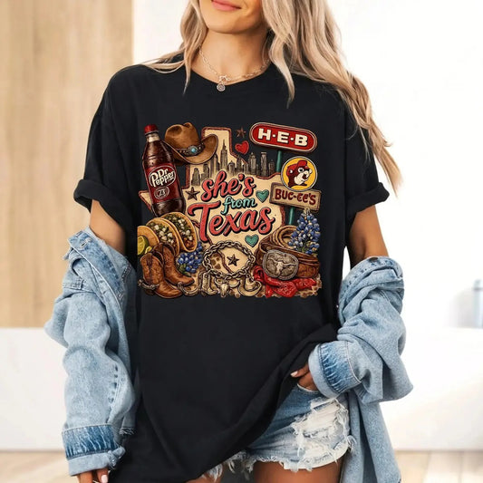 She’s From Texas I Can Tell Funny Western Texas Girl – Tee, Crewneck & Hoodie
