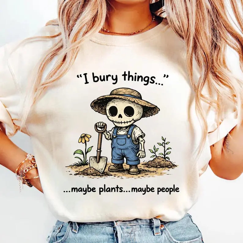 Dark Gardening Humor Skull – Tee, Crewneck & Hoodie